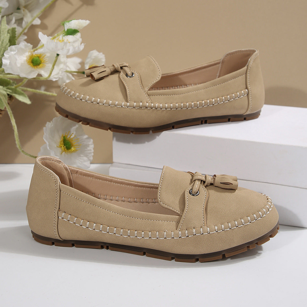 Sofia™ | Mjuka vintageloafers med rosettdetalj