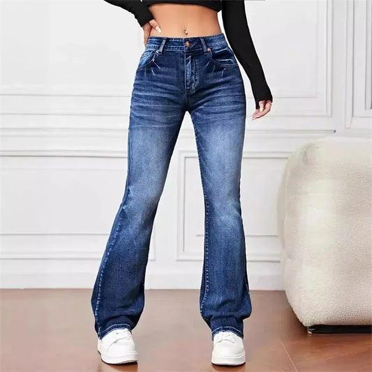 Maya™ | Vintage utsvängda jeans med mellanhög midja